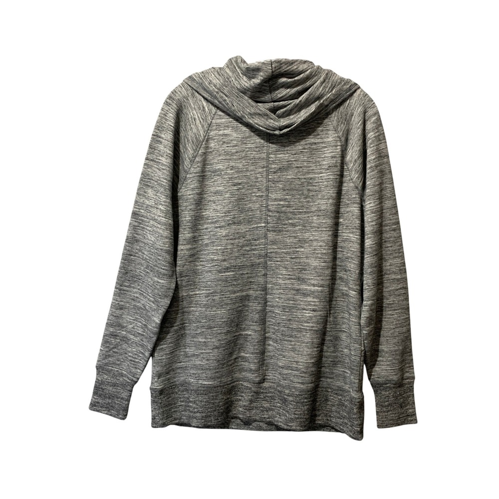 LL Bean Beans Cozy Pullover Marled Gray Cowl Neck Hoodie Sweatshirt L 506908 - Picture 7 of 15